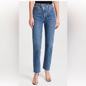 Agolde criss cross dark denim